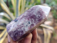 Polished Lepidolite with Pink Rubellite Points x 12 From Ambatondrazaka, Madagascar