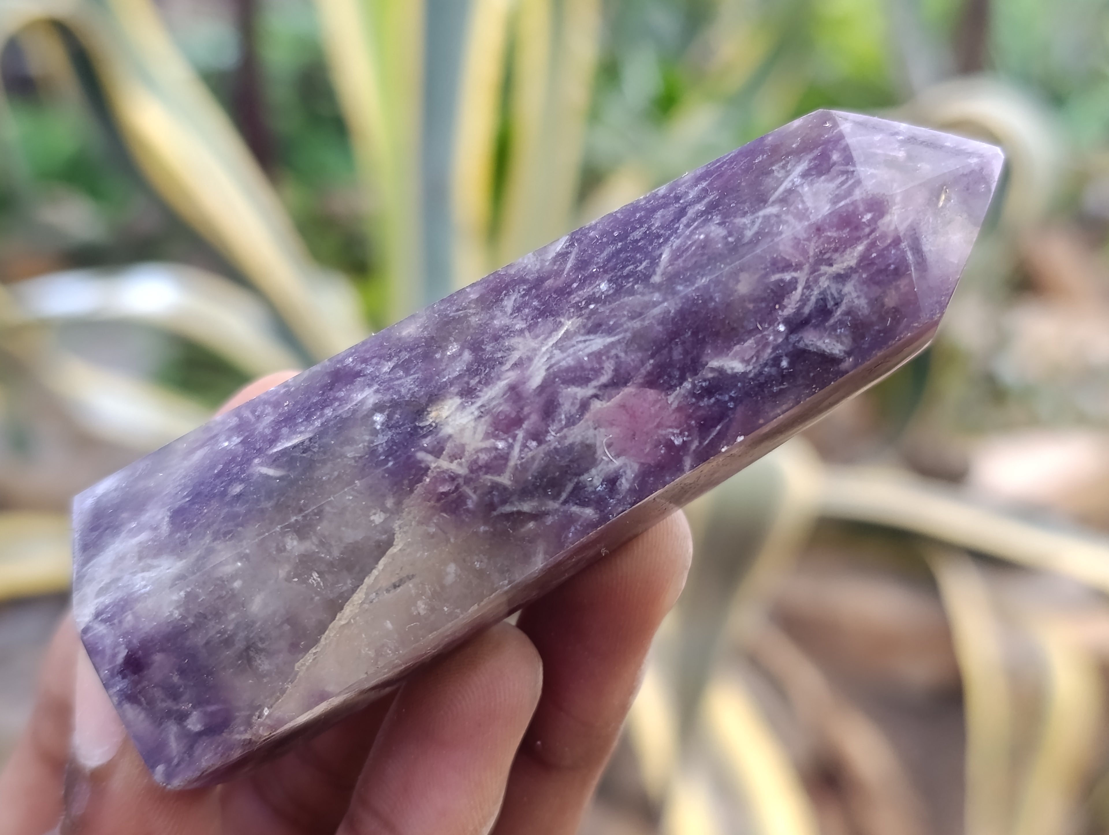 Polished Lepidolite with Pink Rubellite Points x 12 From Ambatondrazaka, Madagascar - Toprock Gemstones and Minerals 