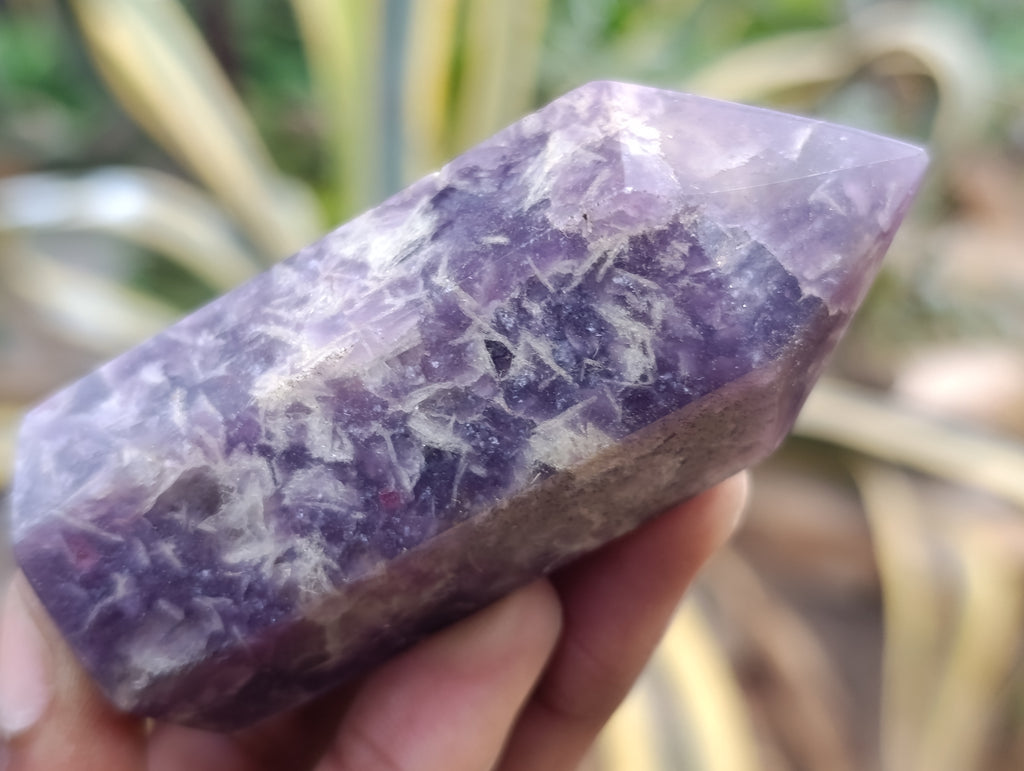 Polished Lepidolite with Pink Rubellite Points x 12 From Ambatondrazaka, Madagascar - Toprock Gemstones and Minerals 