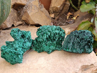 Natural Silky Malachite Specimens x 3 From Kasompe, Congo - Toprock Gemstones and Minerals 
