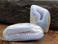 Polished Blue Lace Agate Geodes x 2 From Nsanje, Malawi