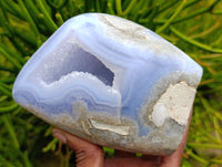 Polished Blue Lace Agate Geodes x 2 From Nsanje, Malawi