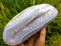 Polished Blue Lace Agate Geodes x 2 From Nsanje, Malawi