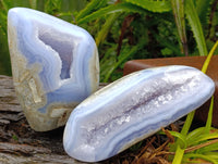 Polished Blue Lace Agate Geodes x 2 From Nsanje, Malawi