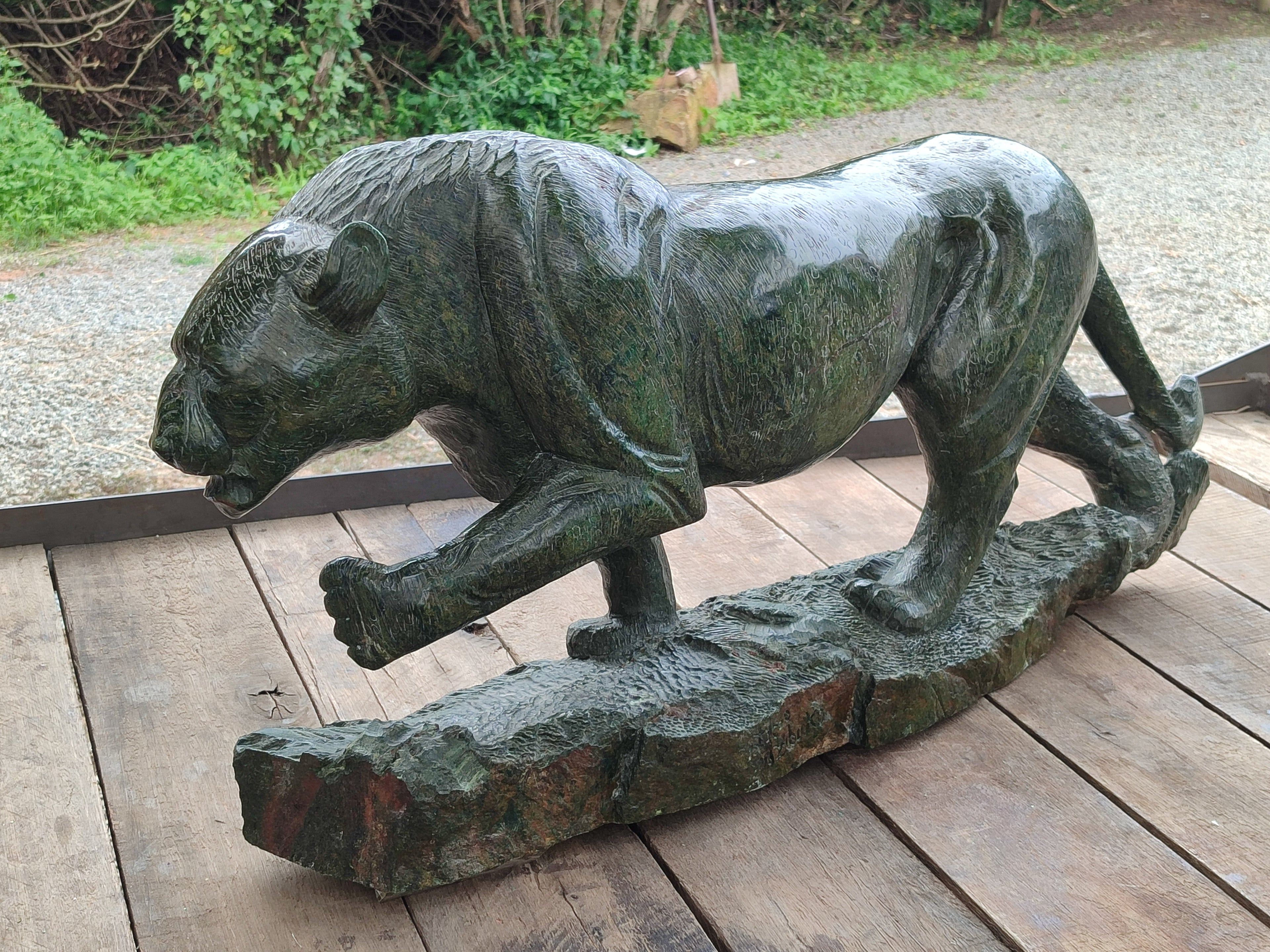 Hand Made Extra Large Green Verdite Lion Sculpture x 1 From Zimbabwe - Toprock Gemstones and Minerals 