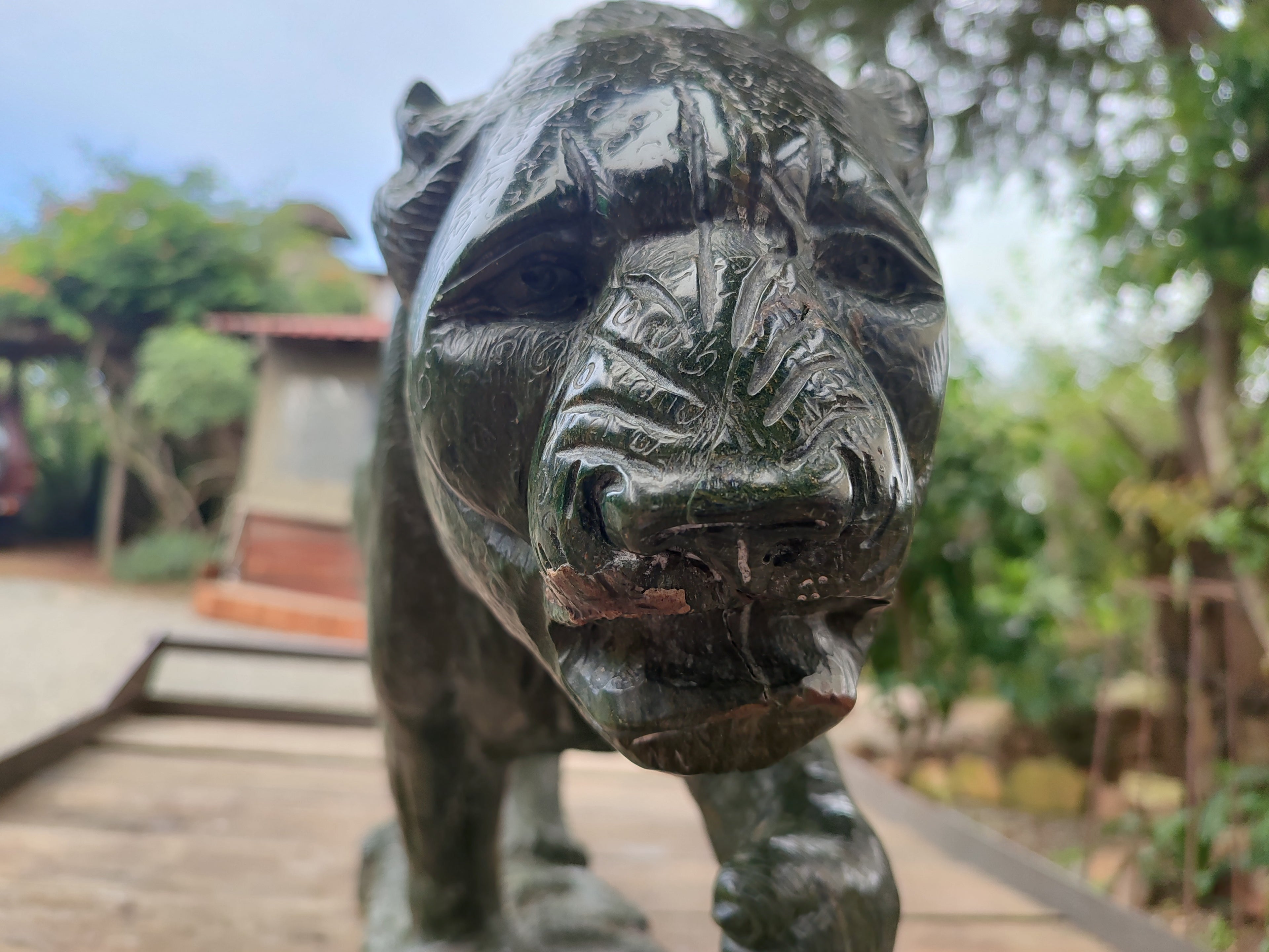 Hand Made Extra Large Green Verdite Lion Sculpture x 1 From Zimbabwe - Toprock Gemstones and Minerals 