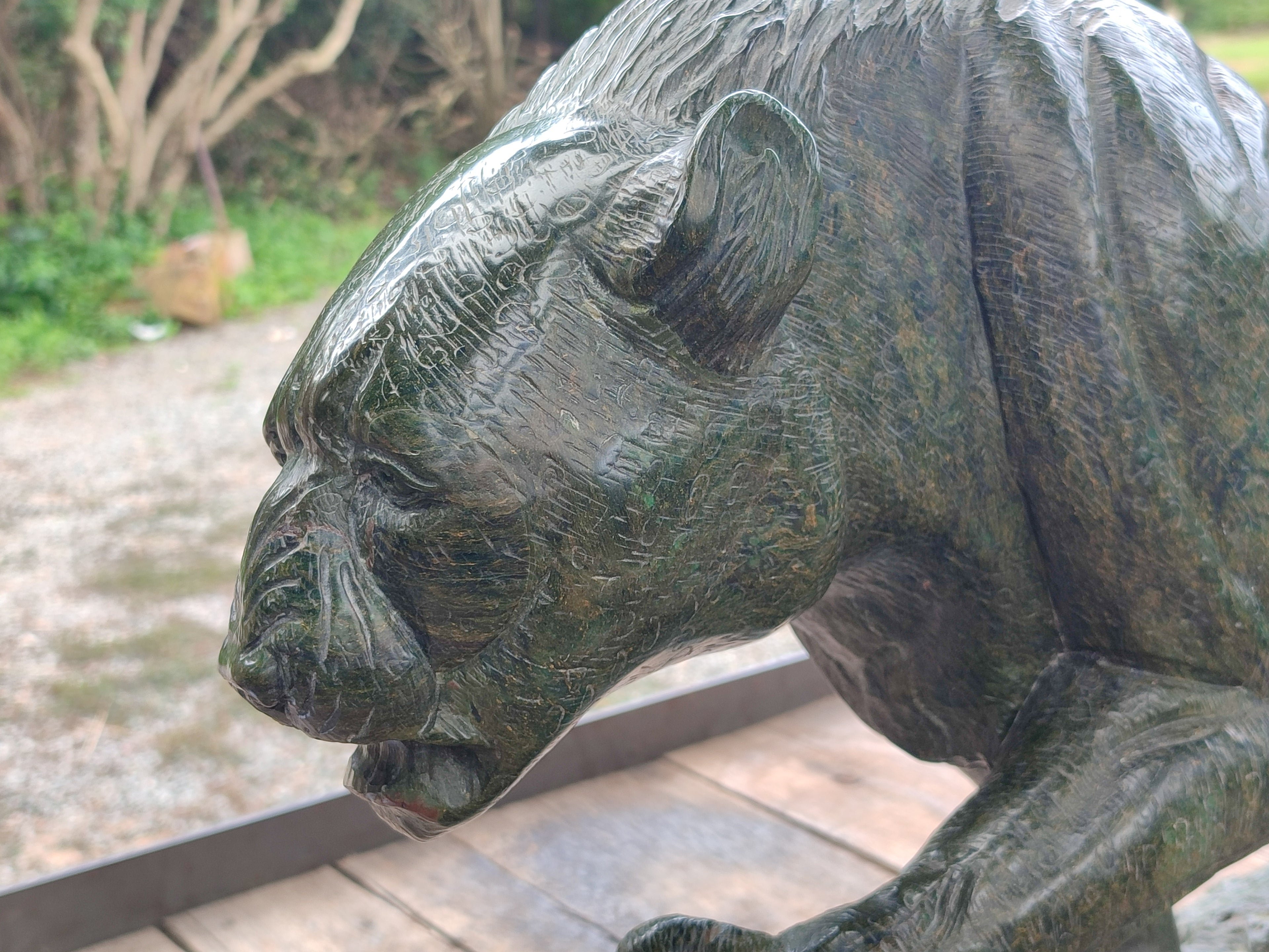 Hand Made Extra Large Green Verdite Lion Sculpture x 1 From Zimbabwe - Toprock Gemstones and Minerals 