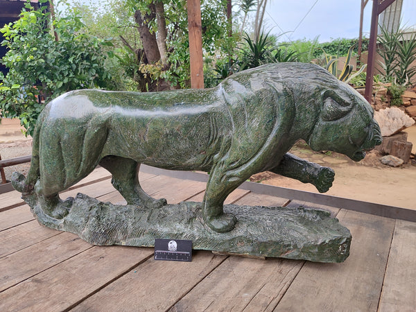 Hand Made Extra Large Green Verdite Lion Sculpture x 1 From Zimbabwe