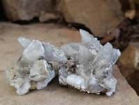 Natural Drusy Quartz Coated Calcite Pseudomorph Specimens x 12 From Alberts Mountain, Lesotho