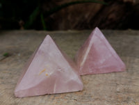 Polished Rose Quartz Pyramids x 6 From Ambatondrazaka, Madagascar