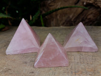 Polished Rose Quartz Pyramids x 6 From Ambatondrazaka, Madagascar