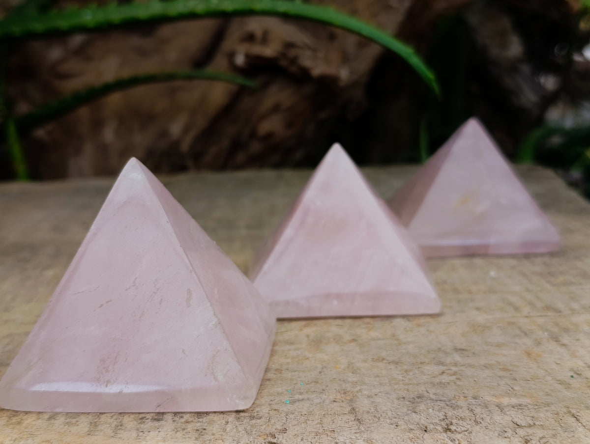 Polished Rose Quartz Pyramids x 6 From Ambatondrazaka, Madagascar - Toprock Gemstones and Minerals 