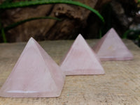 Polished Rose Quartz Pyramids x 6 From Ambatondrazaka, Madagascar