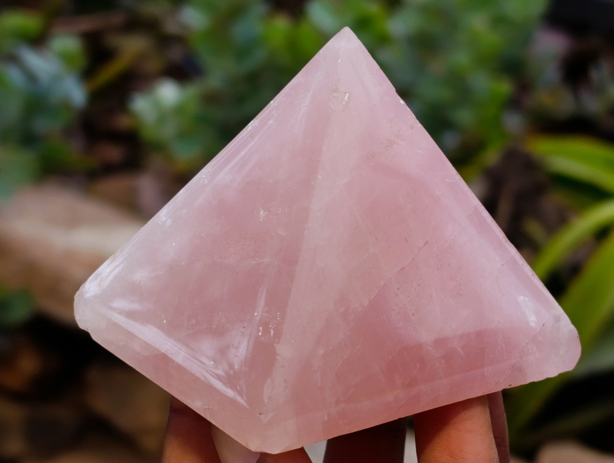 Polished Rose Quartz Pyramids x 6 From Ambatondrazaka, Madagascar - Toprock Gemstones and Minerals 