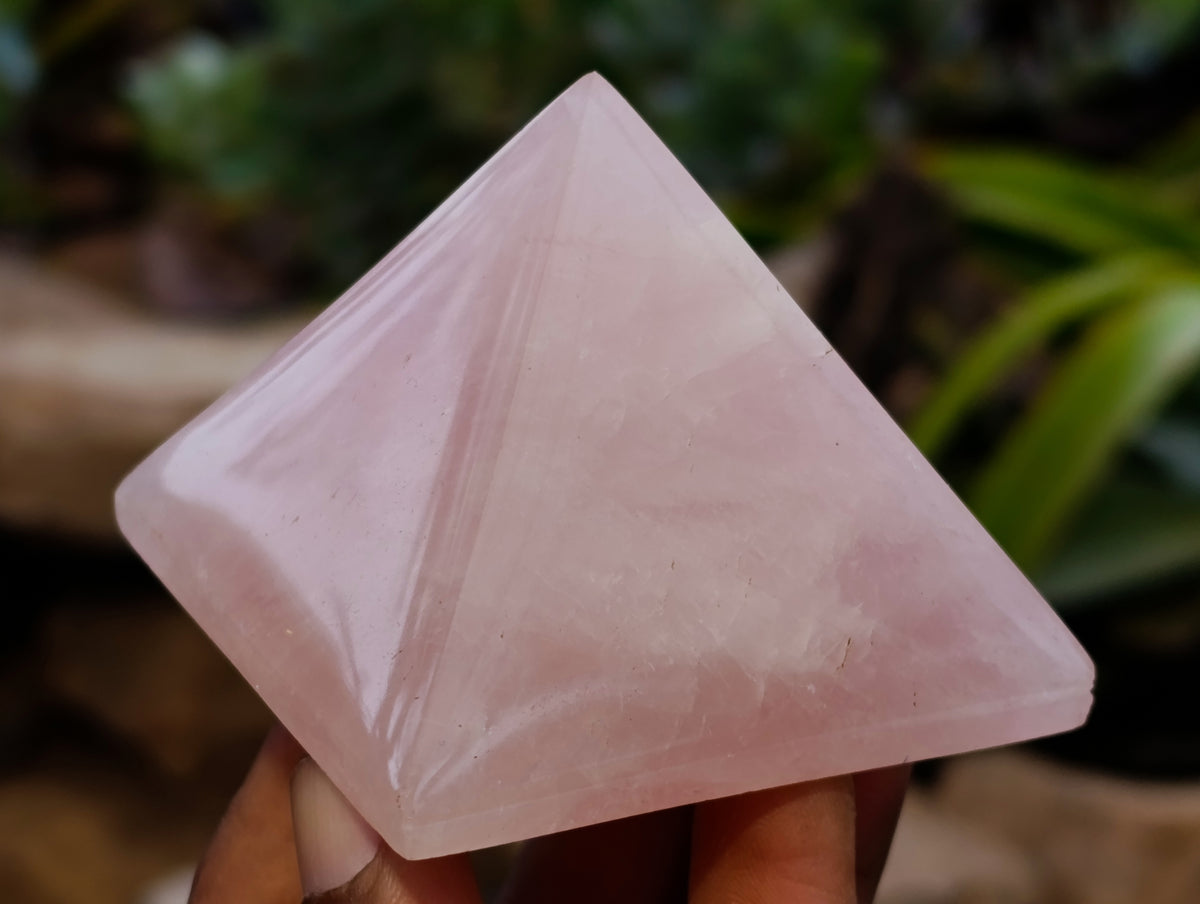 Polished Rose Quartz Pyramids x 6 From Ambatondrazaka, Madagascar - Toprock Gemstones and Minerals 