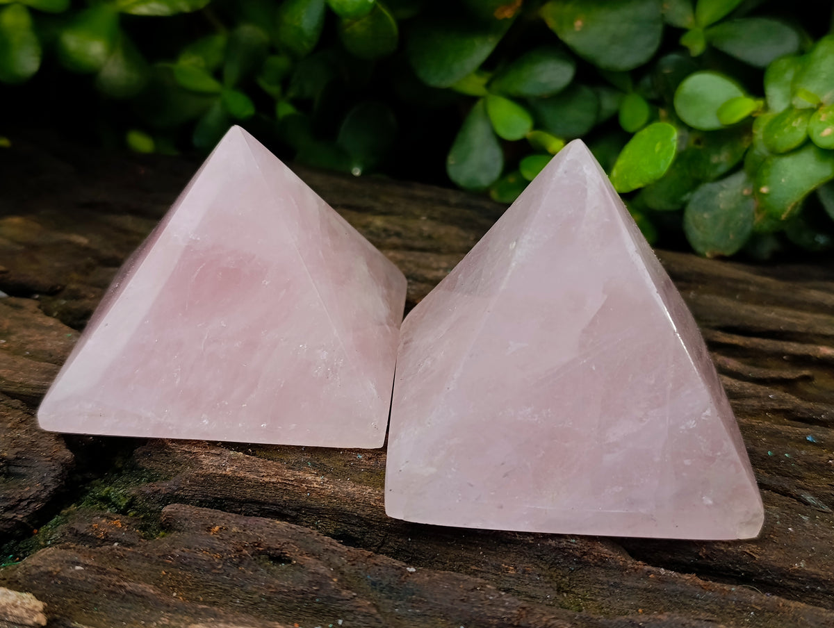 Polished Rose Quartz Pyramids x 6 From Ambatondrazaka, Madagascar - Toprock Gemstones and Minerals 