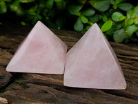 Polished Rose Quartz Pyramids x 6 From Ambatondrazaka, Madagascar