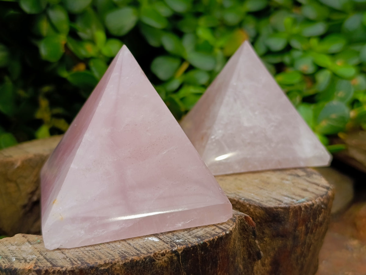 Polished Rose Quartz Pyramids x 6 From Ambatondrazaka, Madagascar - Toprock Gemstones and Minerals 