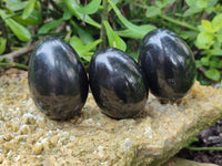 Polished Black Basalt Gemstone Eggs x 6 From Madagascar