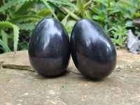 Polished Black Basalt Gemstone Eggs x 6 From Madagascar