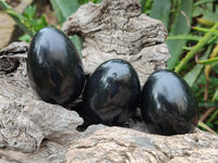 Polished Black Basalt Gemstone Eggs x 6 From Madagascar