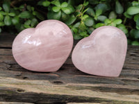 Polished Rose Quartz Hearts x 6 From Ambatondrazaka, Madagascar