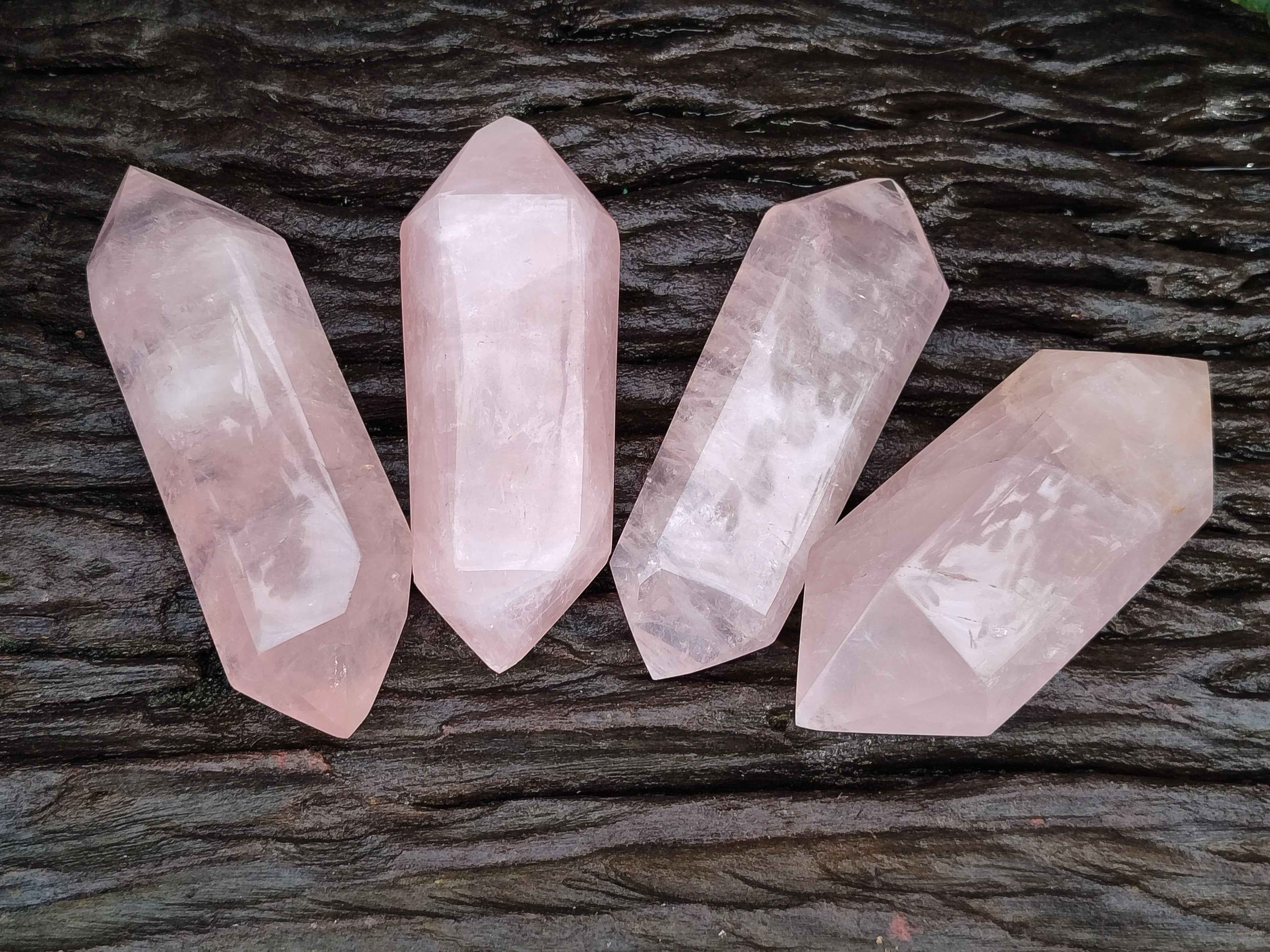 Polished Double Terminated Rose Quartz Points x 6 From Ambatondrazaka, Madagascar - Toprock Gemstones and Minerals 