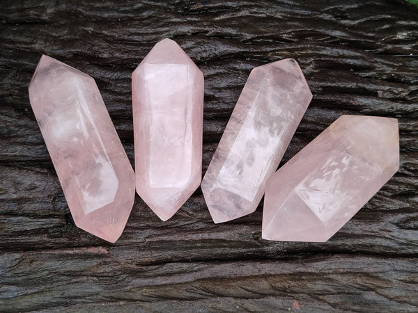 Polished Double Terminated Rose Quartz Points x 6 From Ambatondrazaka, Madagascar