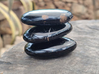 Polished Black Basalt Palm Stones x 19 From Antsirabe, Madagascar