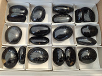 Polished Black Basalt Palm Stones x 19 From Antsirabe, Madagascar