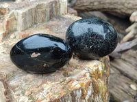 Polished Black Basalt Palm Stones x 19 From Antsirabe, Madagascar
