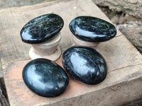 Polished Black Basalt Palm Stones x 19 From Antsirabe, Madagascar