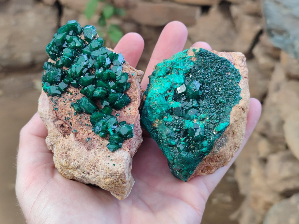 Natural Rare Dioptase and Malachite Specimens x 4 From Likasi, Congo - Toprock Gemstones and Minerals 