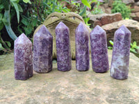 Polished Lepidolite with Pink Rubellite Points x 12 From Ambatondrazaka, Madagascar