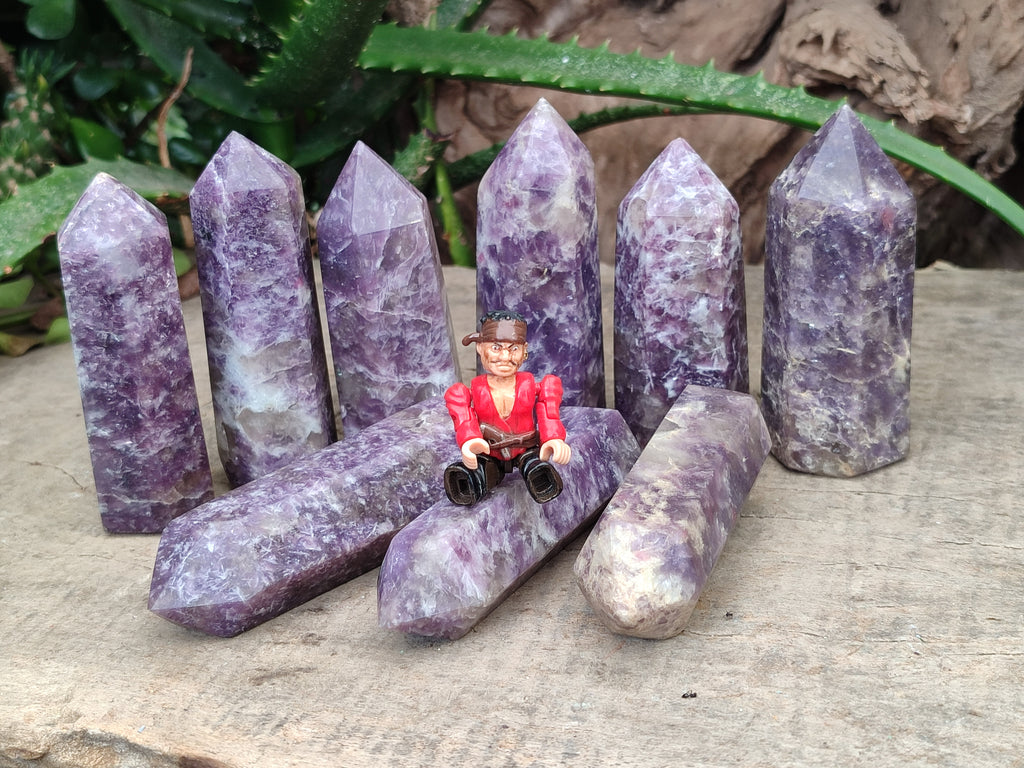 Polished Lepidolite with Pink Rubellite Points x 12 From Ambatondrazaka, Madagascar - Toprock Gemstones and Minerals 