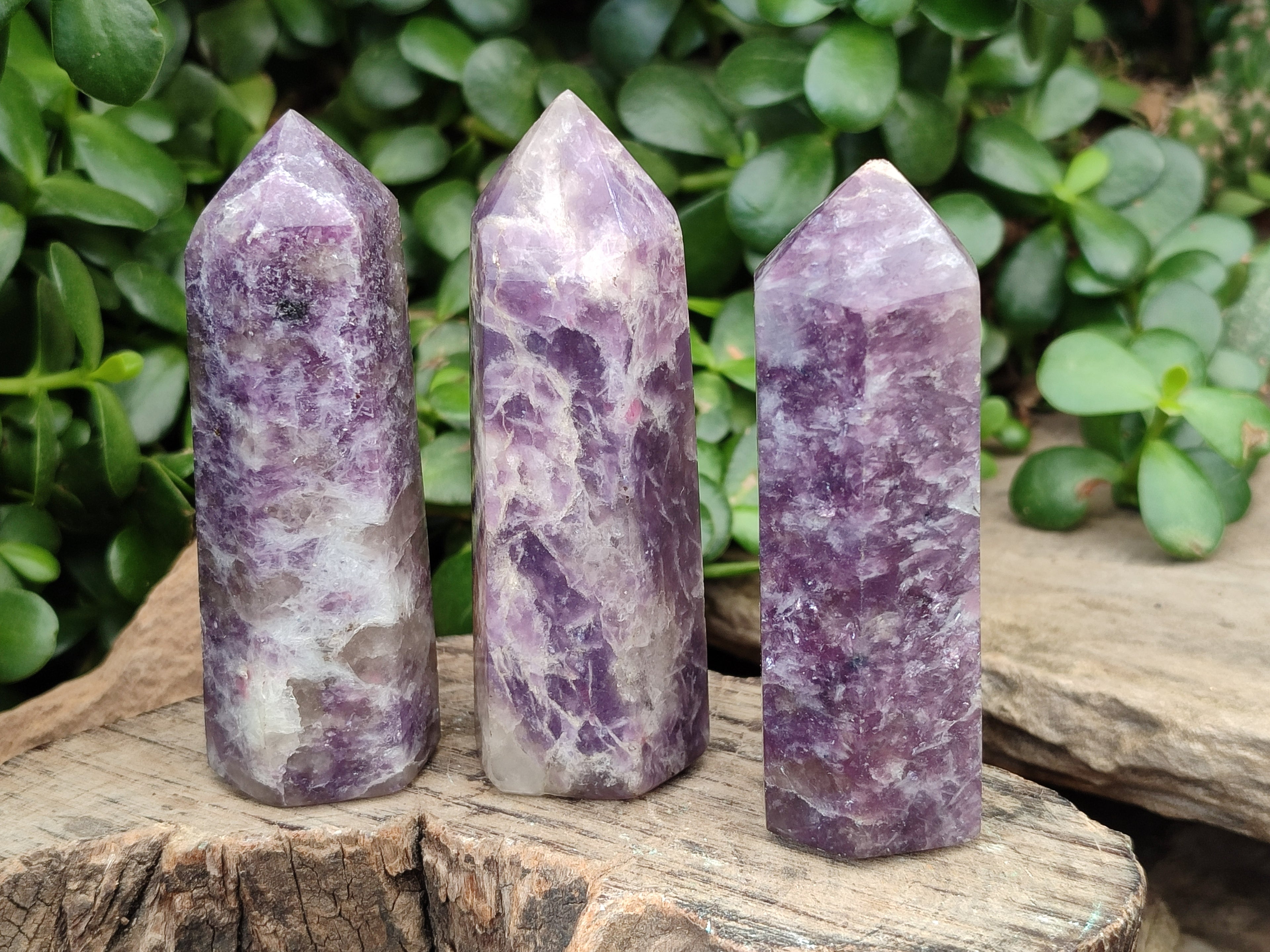 Polished Lepidolite with Pink Rubellite Points x 12 From Ambatondrazaka, Madagascar - Toprock Gemstones and Minerals 