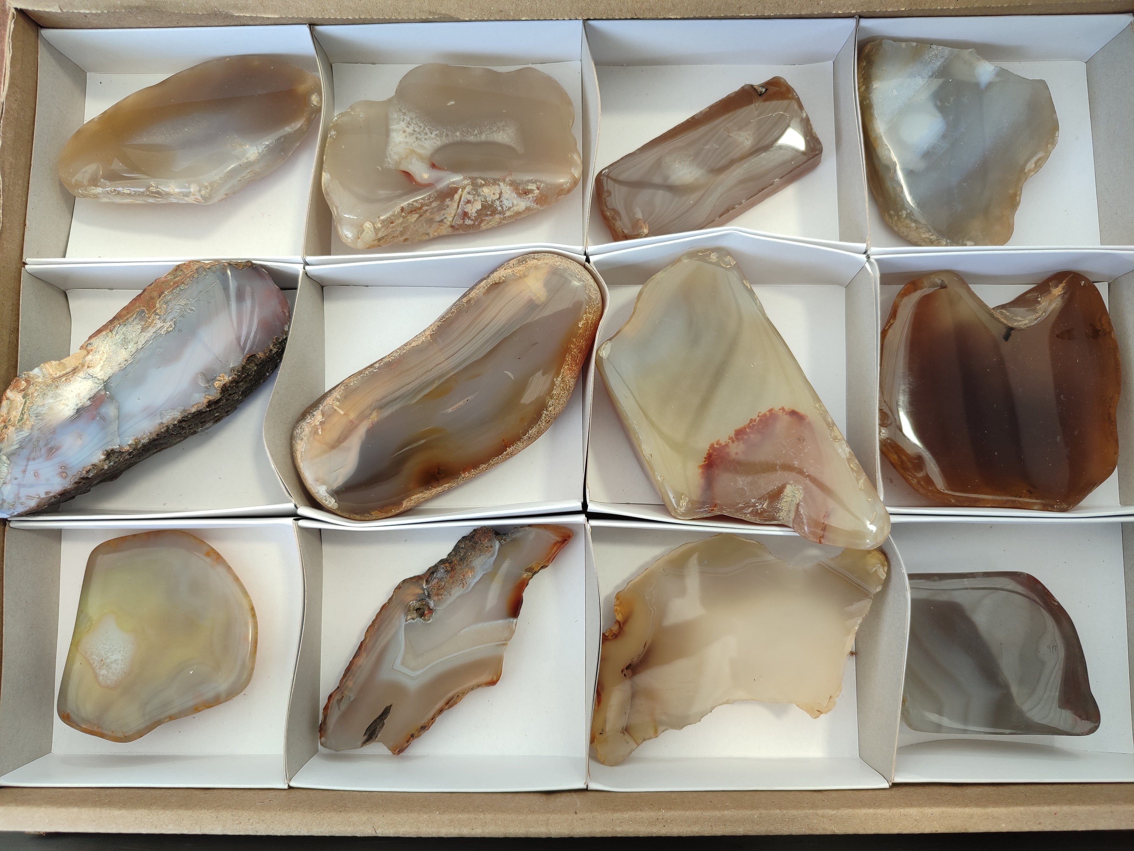 Polished On One Side River Agate Nodules x 12 From Zimbabwe - Toprock Gemstones and Minerals 