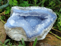 Polished Blue Lace Agate Geodes x 3 From Nsanje, Malawi