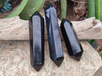 Polished Black Basalt Double Terminated Points x 5 From Antsirabe, Madagascar