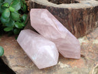 Polished Double Terminated Rose Quartz Points x 6 From Ambatondrazaka, Madagascar - Toprock Gemstones and Minerals 