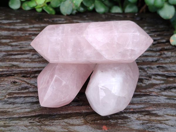 Polished Double Terminated Rose Quartz Points x 6 From Ambatondrazaka, Madagascar