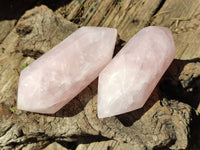 Polished Double Terminated Rose Quartz Points x 6 From Ambatondrazaka, Madagascar