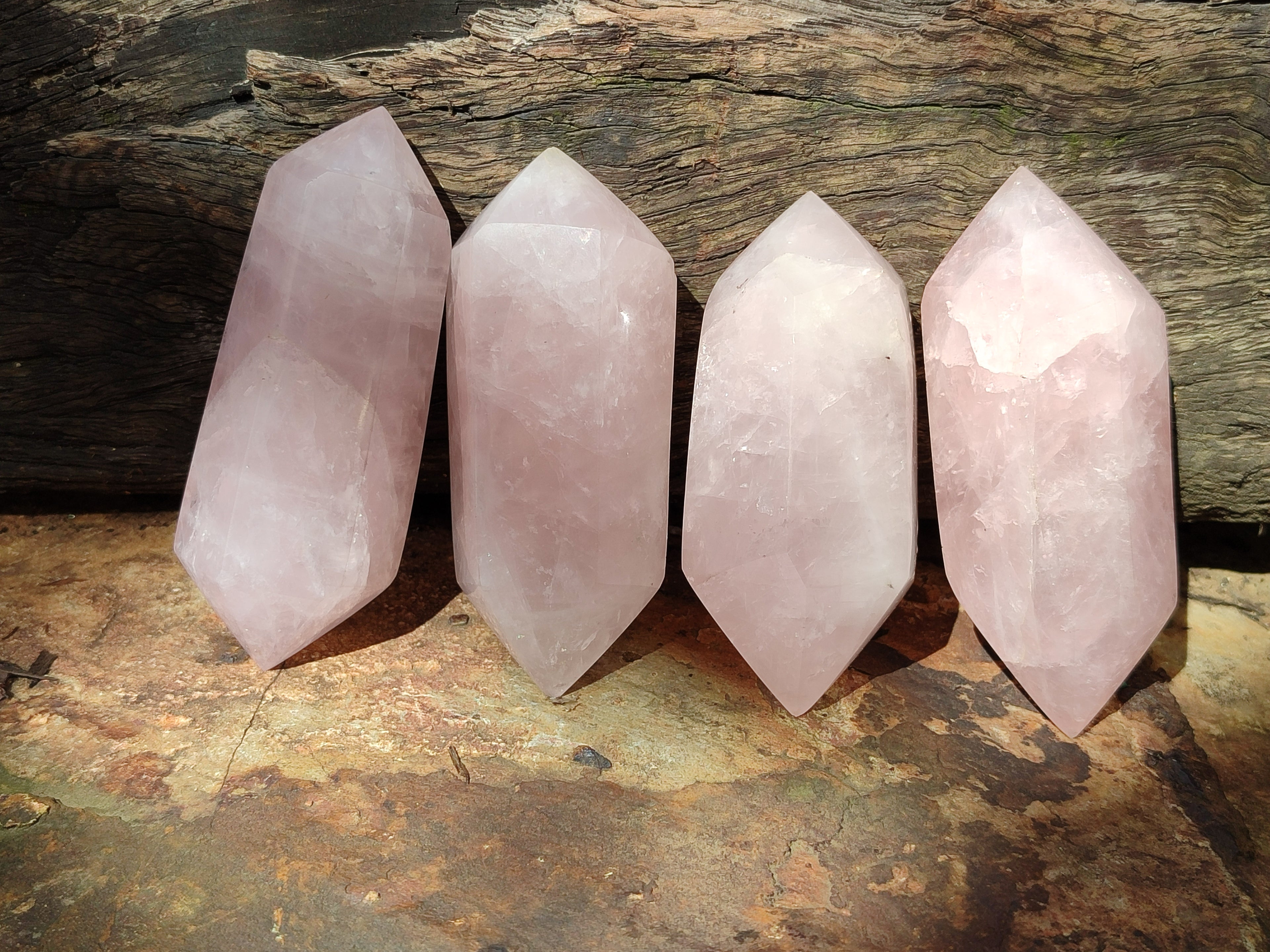 Polished Double Terminated Rose Quartz Points x 6 From Ambatondrazaka, Madagascar - Toprock Gemstones and Minerals 