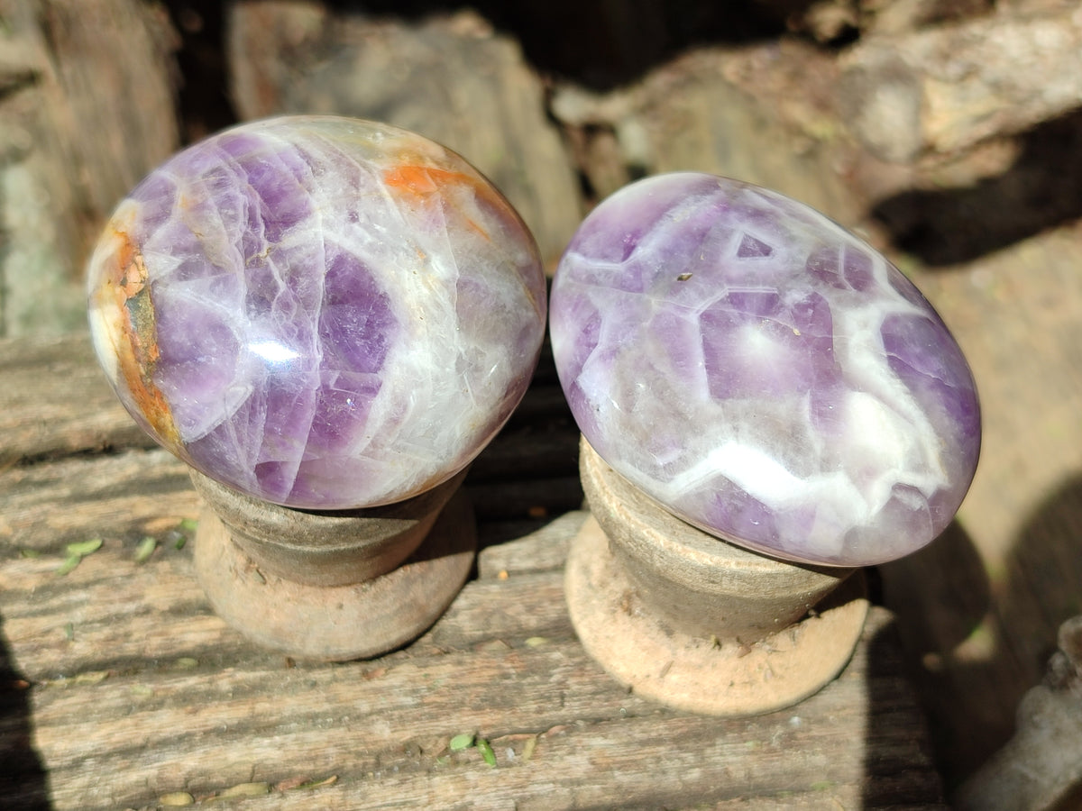Polished Chevron Amethyst Palm Stones x 24 From Ankazobe, Madagascar - Toprock Gemstones and Minerals 