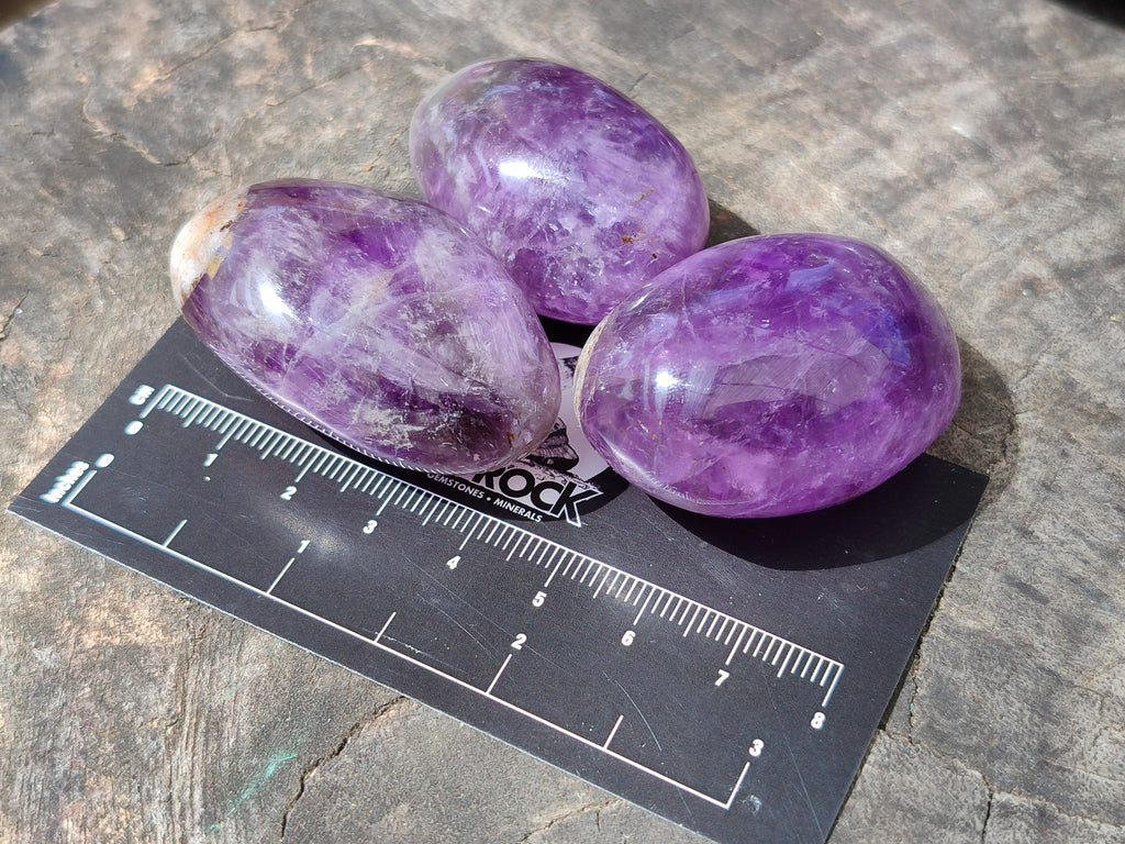 Polished Chevron Amethyst Palm Stones x 24 From Ankazobe, Madagascar - Toprock Gemstones and Minerals 