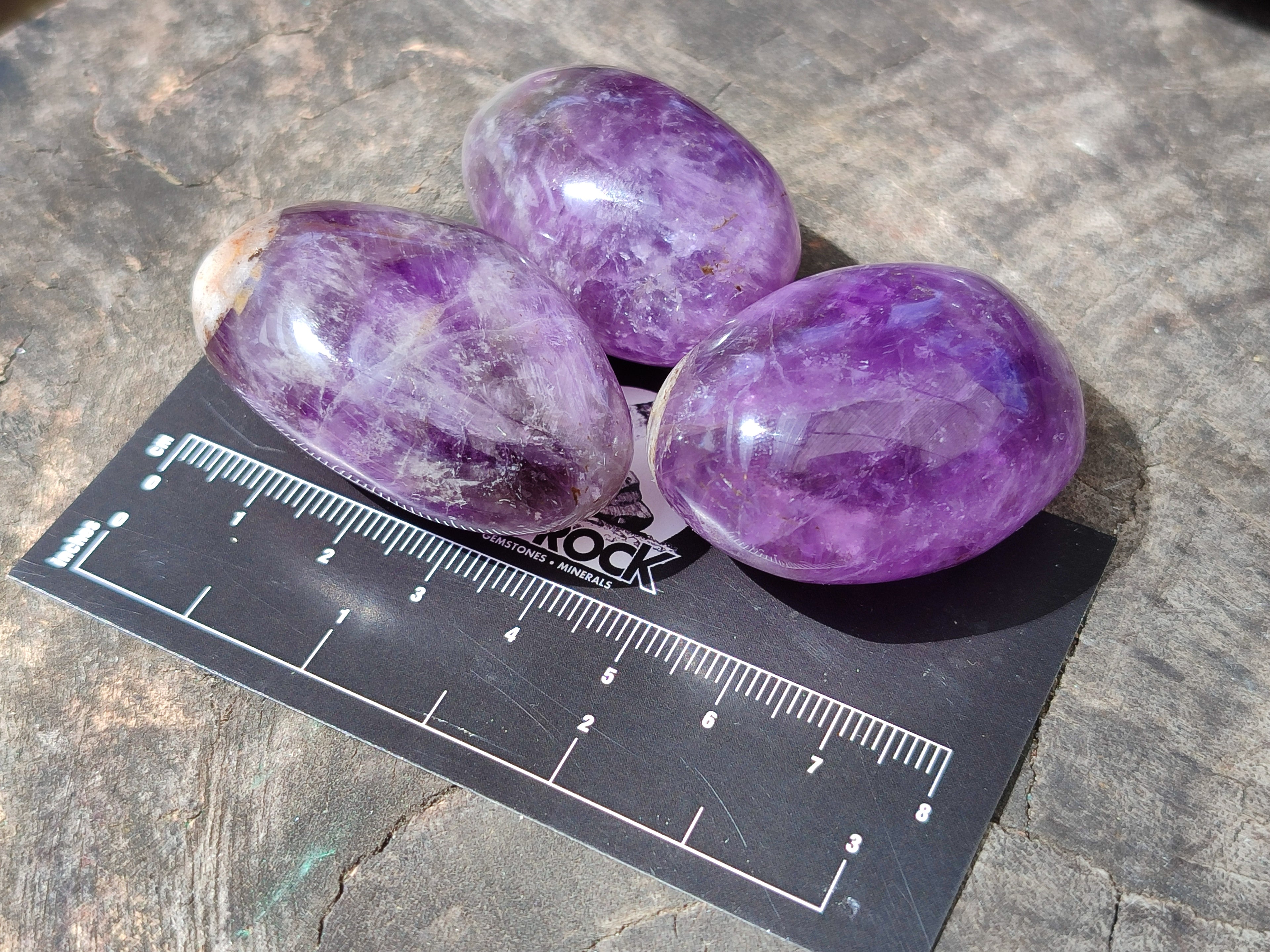 Polished Chevron Amethyst Palm Stones x 24 From Ankazobe, Madagascar - Toprock Gemstones and Minerals 
