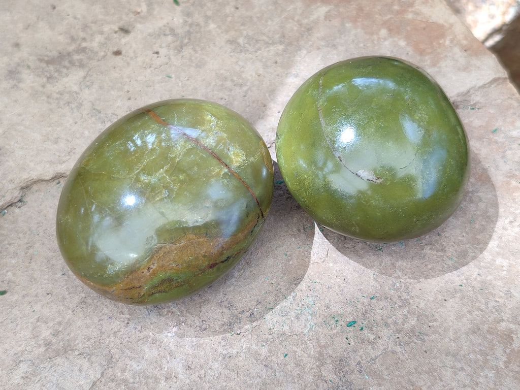 Polished Green Opal Palm Stones x 12 From Betroka, Madagascar - Toprock Gemstones and Minerals 