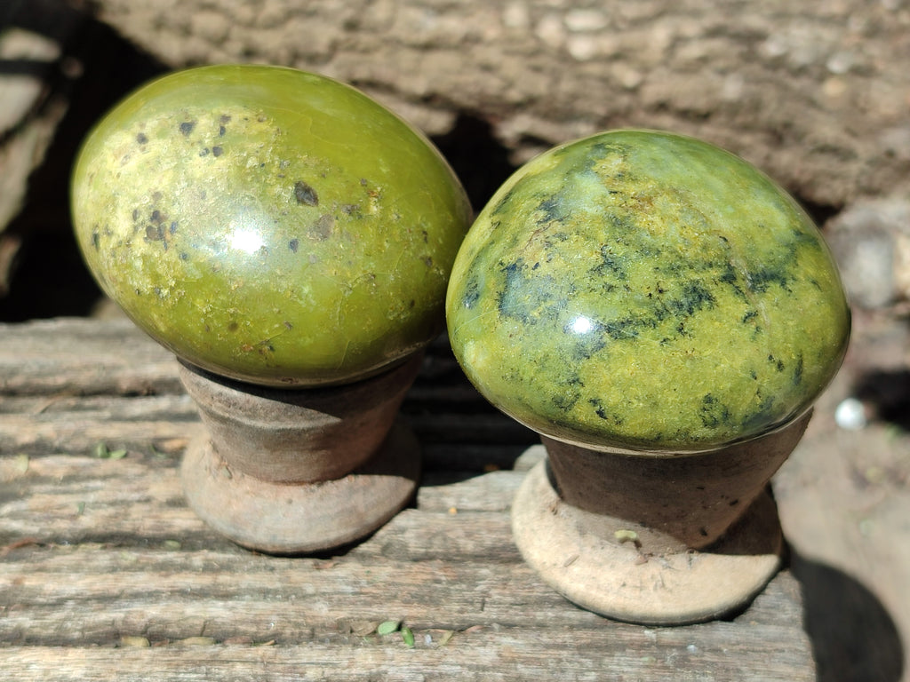 Polished Green Opal Palm Stones x 12 From Betroka, Madagascar - Toprock Gemstones and Minerals 