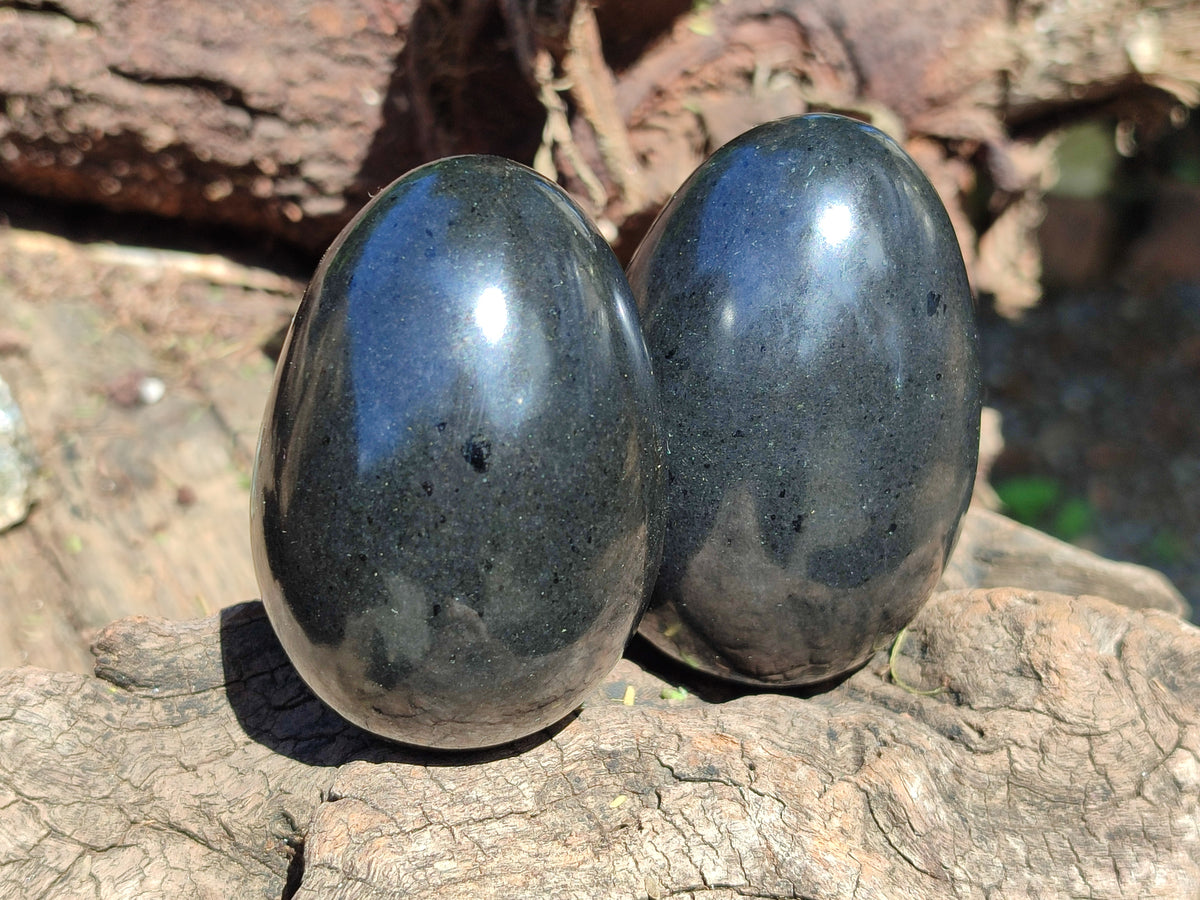 Polished Black Basalt Gemstone Eggs x 6 From Madagascar - Toprock Gemstones and Minerals 