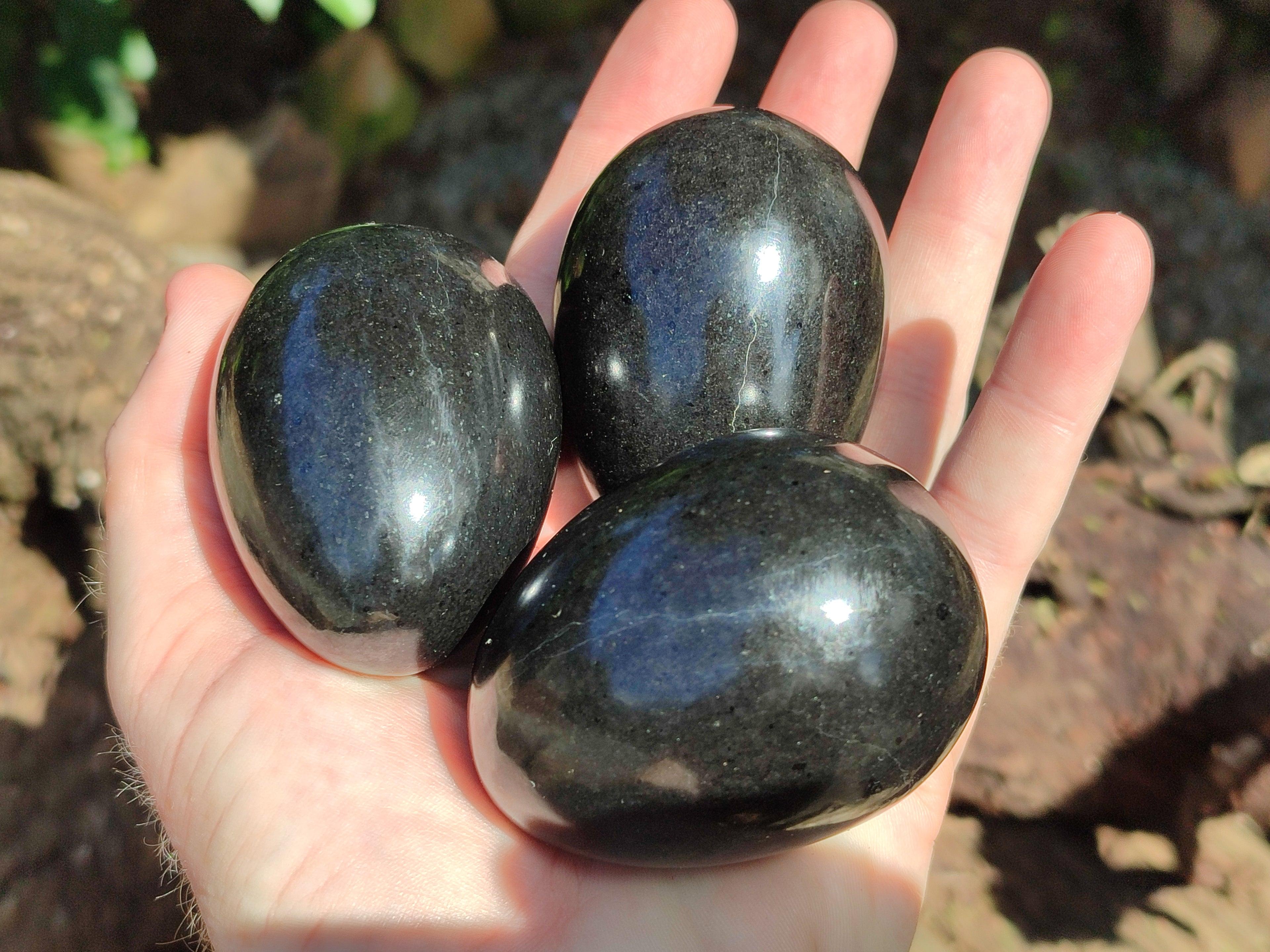 Polished Black Basalt Gemstone Eggs x 6 From Madagascar - Toprock Gemstones and Minerals 